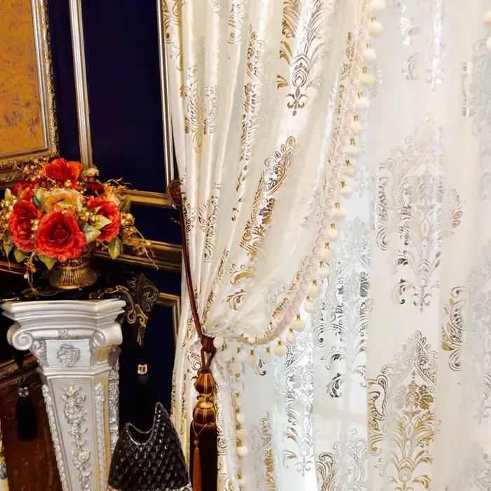 Rideaux en velours pour fenêtre, rideau blanc, rideau occultant luxueux, tulle pur, or, design europ