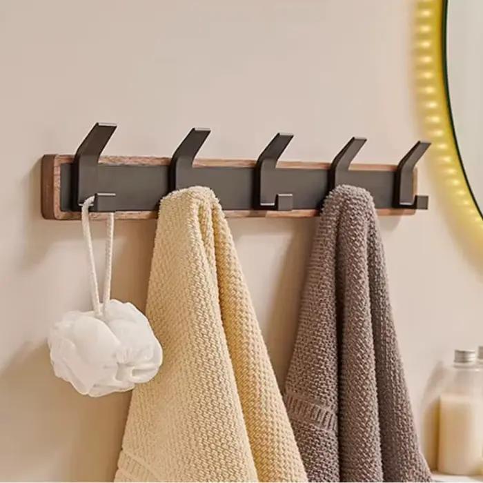 Crochet mural en bois BAKALA porte-manteau suspendu multi-usage pour salle de bain cuisine et chambre à coucher avec installation facile