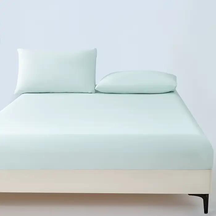 Drap-housse et taie d'oreiller en soie glacée pour lit simple ou double