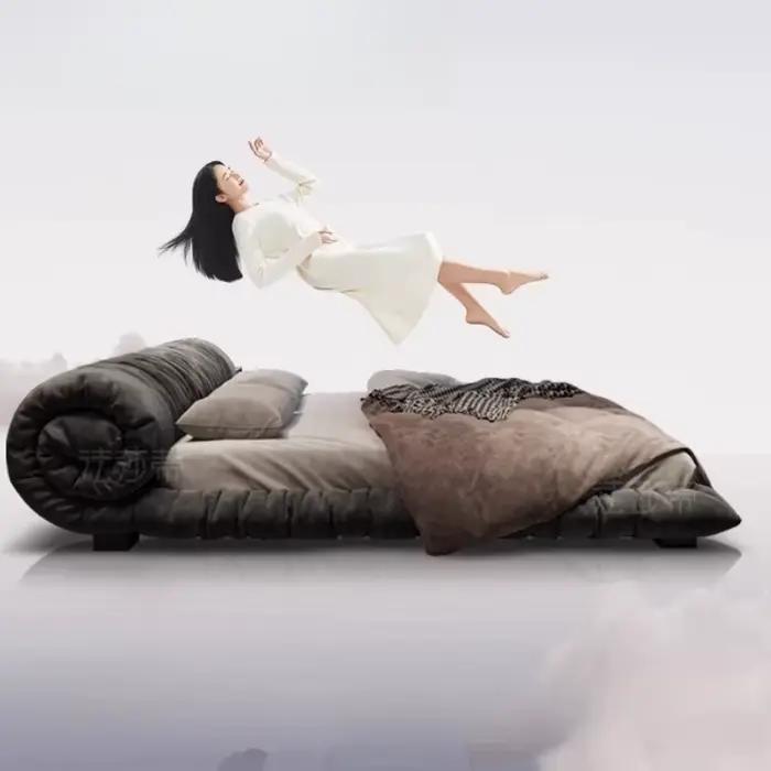 Plate-forme de couchage lit King Size européen noir moderne lit Double rembourrage salon Muebles Para dortoir maison accessoires