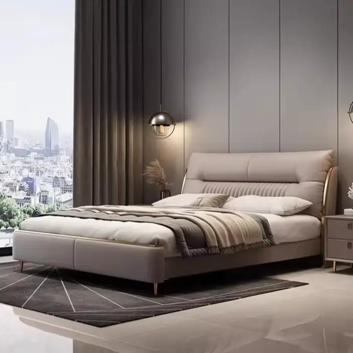 Lit double en cuir Nappa
