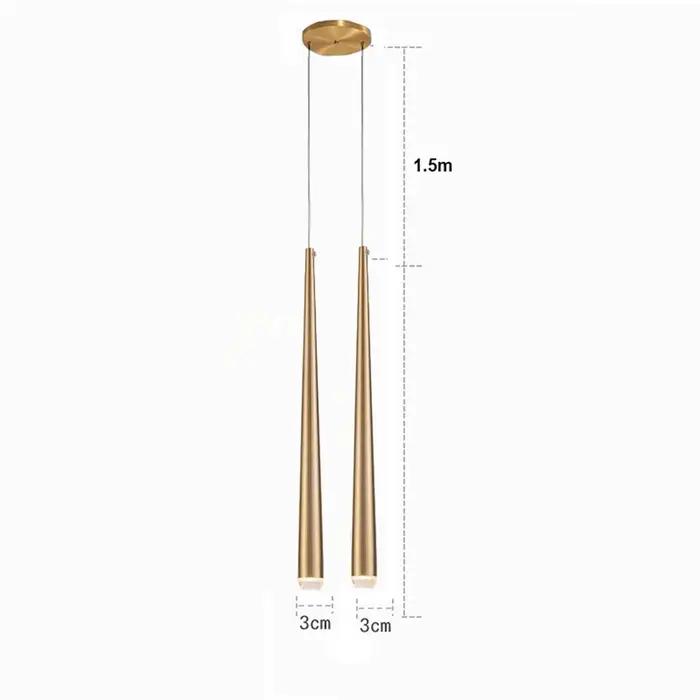 50CM Bronze Long Tube LED lampe suspendue chambre chevet suspension lampe île boutique Bar cuisine suspension