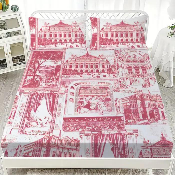 Ensemble de draps-housses à impression numérique de Style moderne de luxe