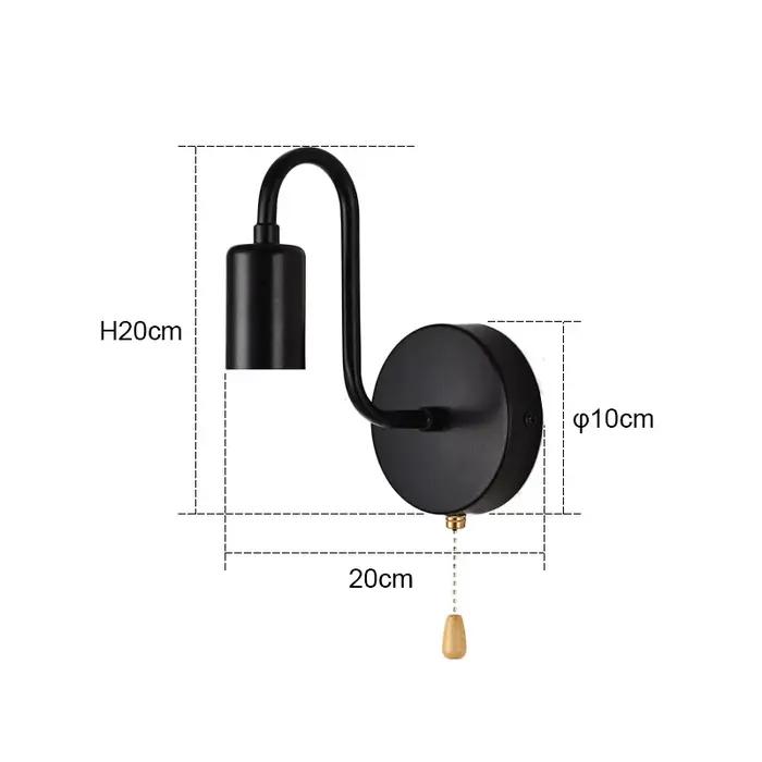 Applique industrielle nordique fer noir E27 éclairage intérieur chevet salle de bain chambre lampe