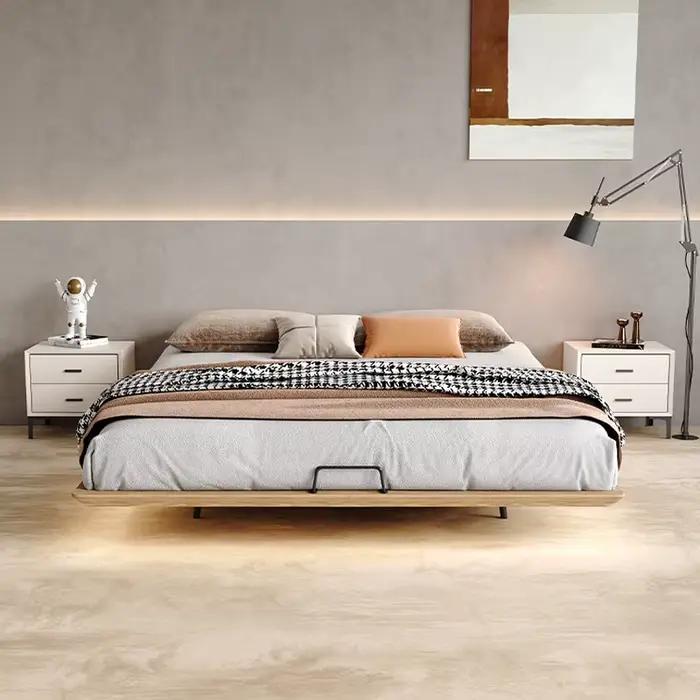 Lit en bois massif avec cadre suspendu, lit King Size, lit Queen Size