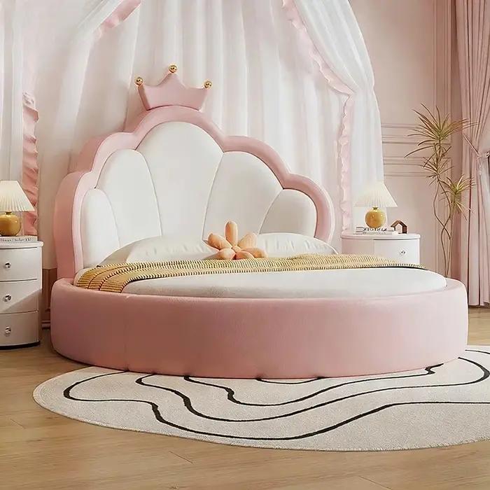 Lit double rond de luxe rose pour adultes