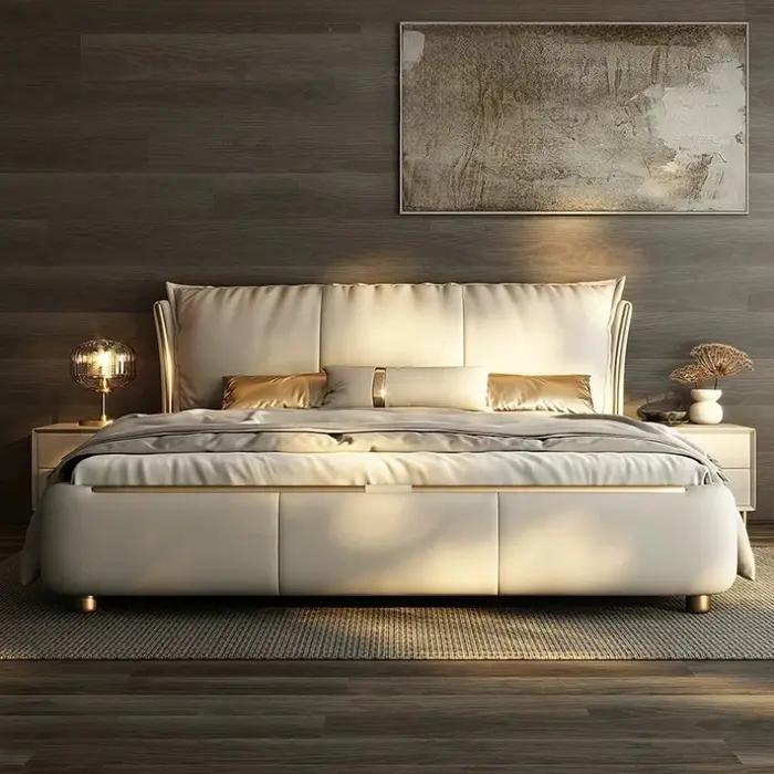 Meubles de chambre à coucher : Cadres de lit double italiens simples