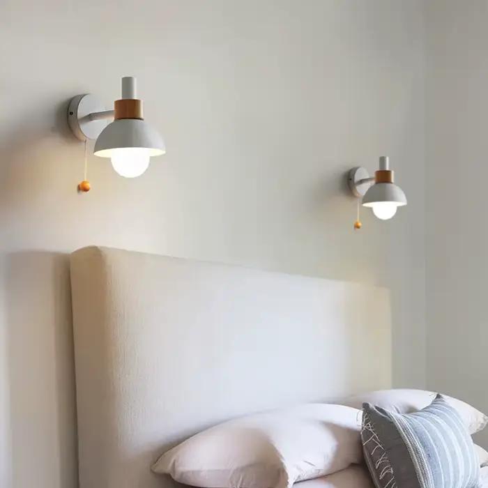 JOswitch-Applique murale LED en bois, nordique et moderne, luminaire de chevet