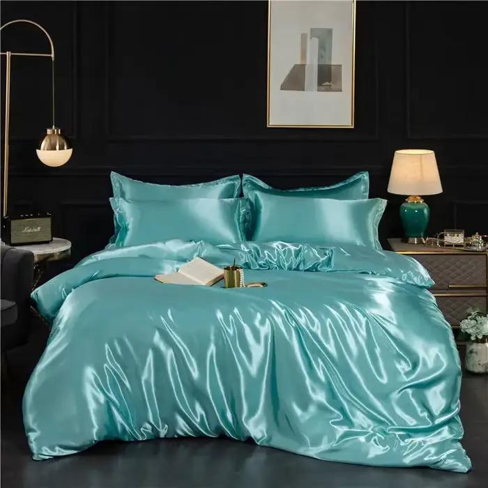 Parure de lit de luxe 100% soie, avec housse de couette, Kit de literie Double, King, Queen Size, 4