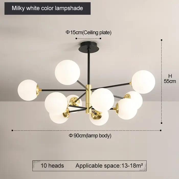 Lustre boule de verre moderne nordique Led