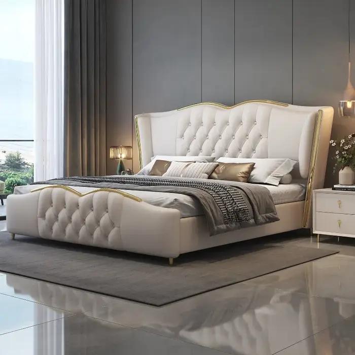 Tête de lit chambre lit double tables de chevet cadre lit de couchage rangement salon français Muebles Para dortoir accessoires pour la maison