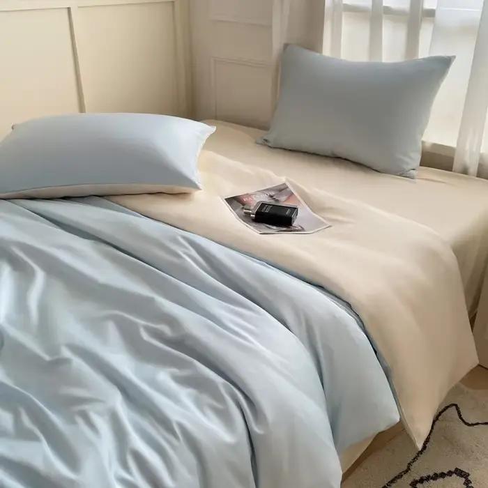 Parure de lit nordique 100 % coton avec drap, housse de couette et taie d'oreiller – Tailles simple, double, king, queen, twin