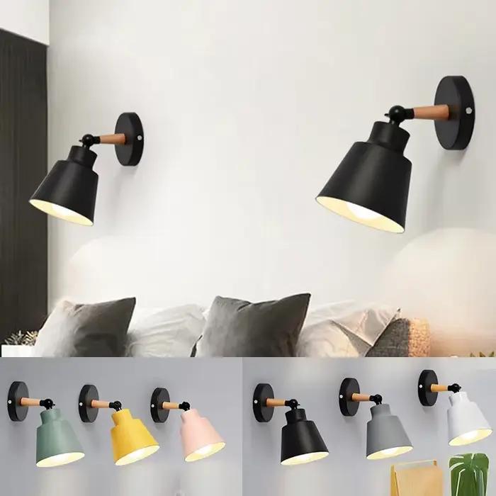 Lampe murale nordique en bois massif, LED, design minimaliste et créatif, pour chambre à coucher, salon, couloir, lampe de chevet, éclairage décoratif