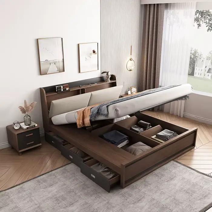 Meubles de chambre à coucher, tête de lit haute, lit King Size moderne, ensembles de chambre à couch