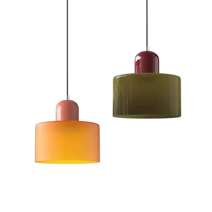 Lustre en verre nordique moderne pour chambre à coucher, lampe de chevet longue ligne, petit lustre