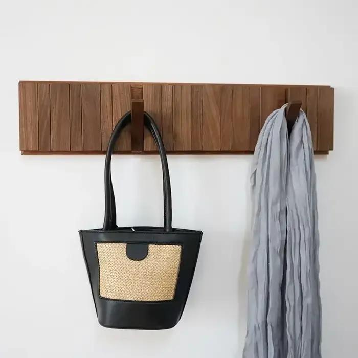 Porte-manteau mural suspendu, porte d'entrée sans poinçonnage, organisateur de vêtements en bois mas
