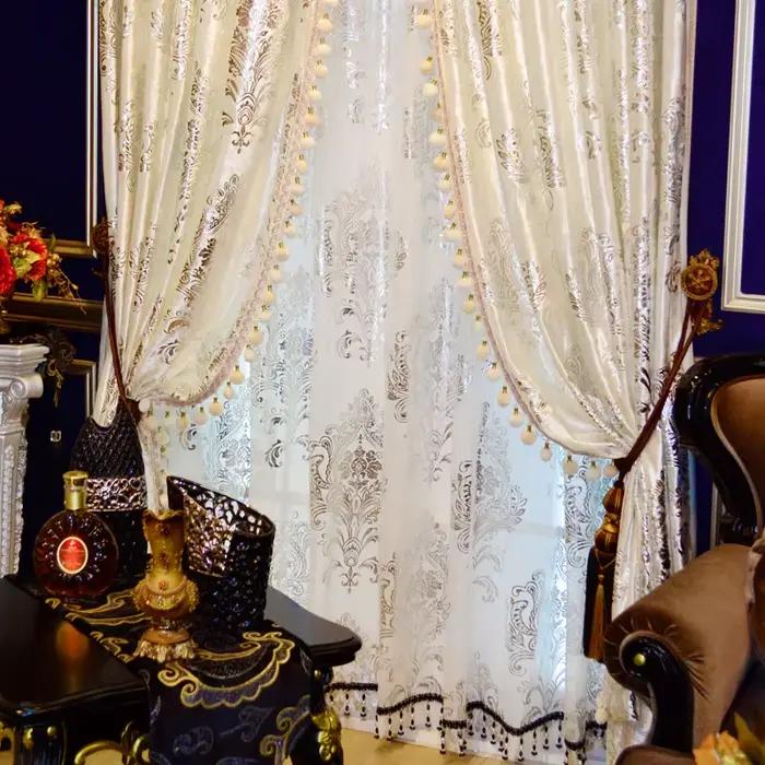 Rideaux en velours pour fenêtre, rideau blanc, rideau occultant luxueux, tulle pur, or, design europ