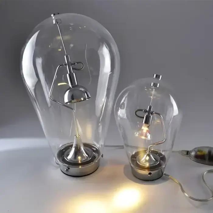 Lampe de bureau en verre industriel vintage