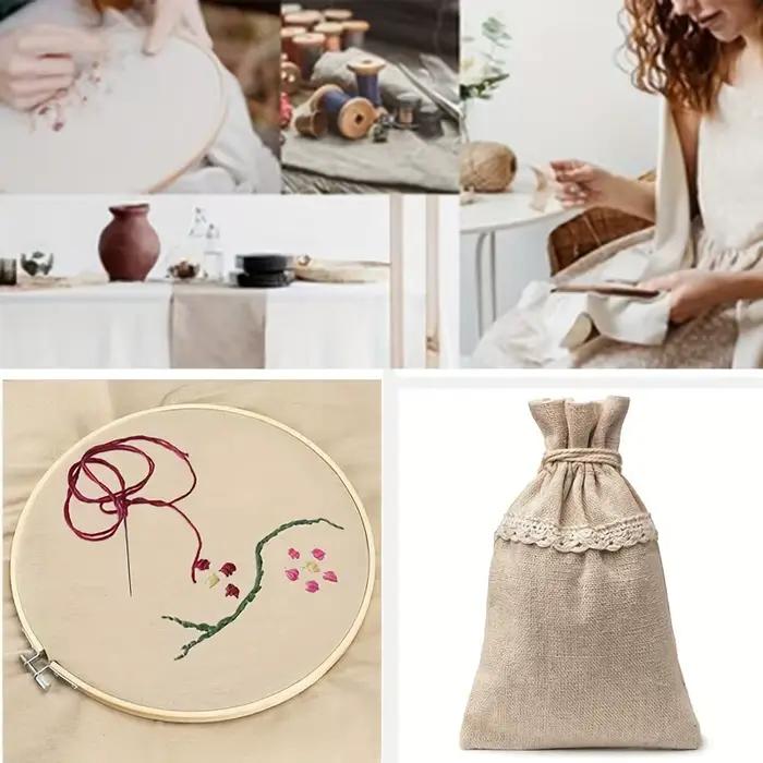 3 pièces de tissu en lin naturel de couleur unie de 50x50 centimètres