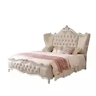 Lit de princesse européen, cadre de lit moderne de taille king, lit de luxe, design moderne, double,