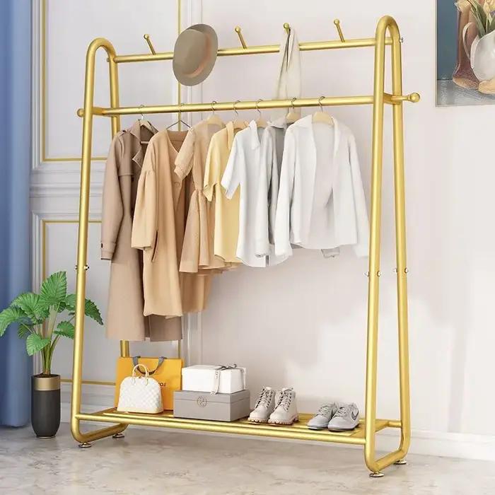 Cintre sur pied pliable et amovible en métal, meuble de rangement pour vêtements de maison, chambre