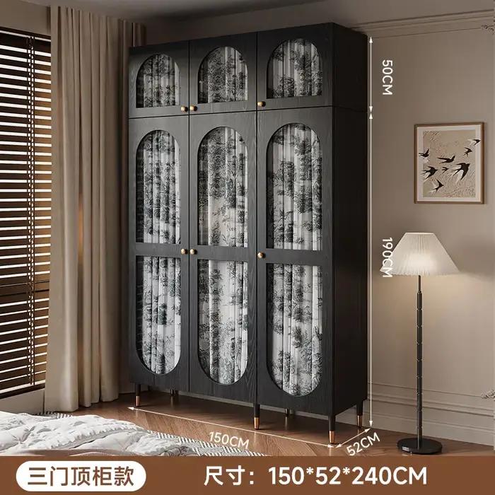 Armoire De rangement en verre moderne en bois Vintage noir chambre