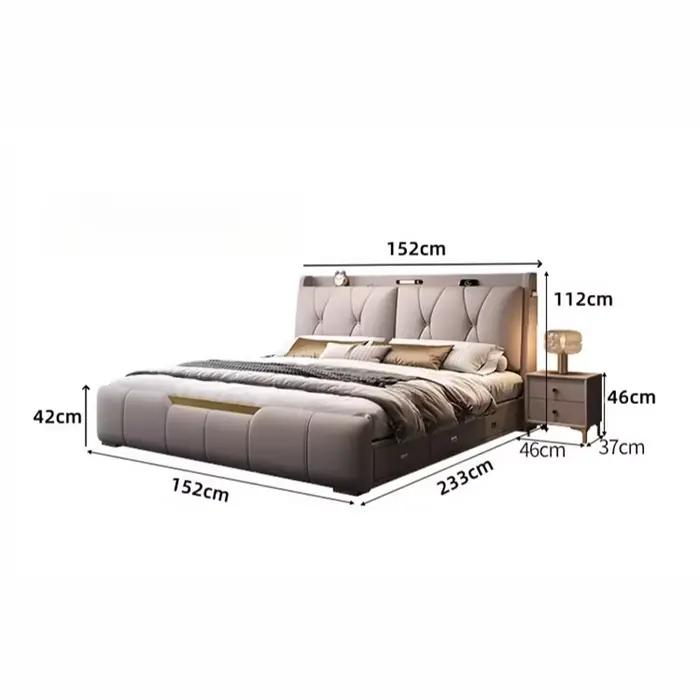 Chambres à coucher : Lit double avec éclairage de nuit et rangement