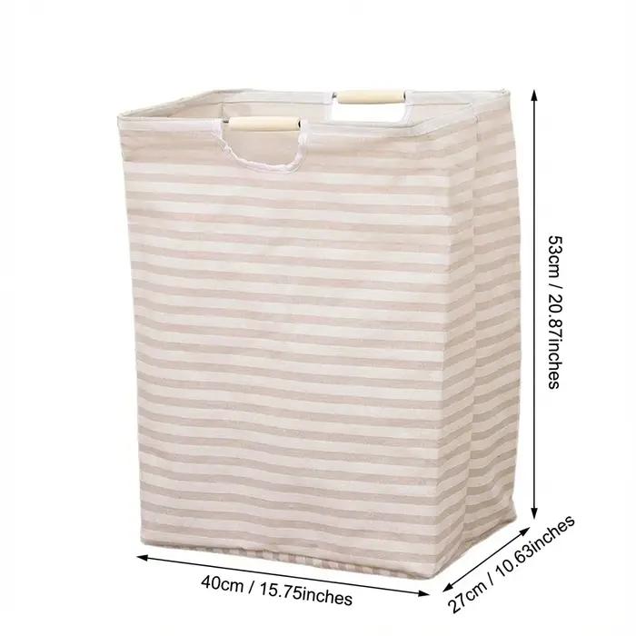Panier à linge pliable en coton et lin avec poignées pour chambre à coucher