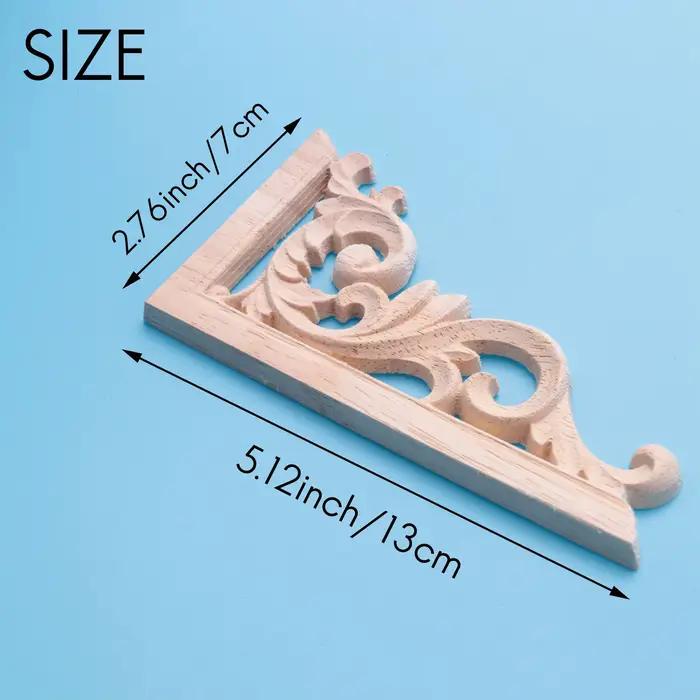 Décoration murale de meubles en bois sculpté, applique de cadre non peinte, Onlay d'angle vintage, g