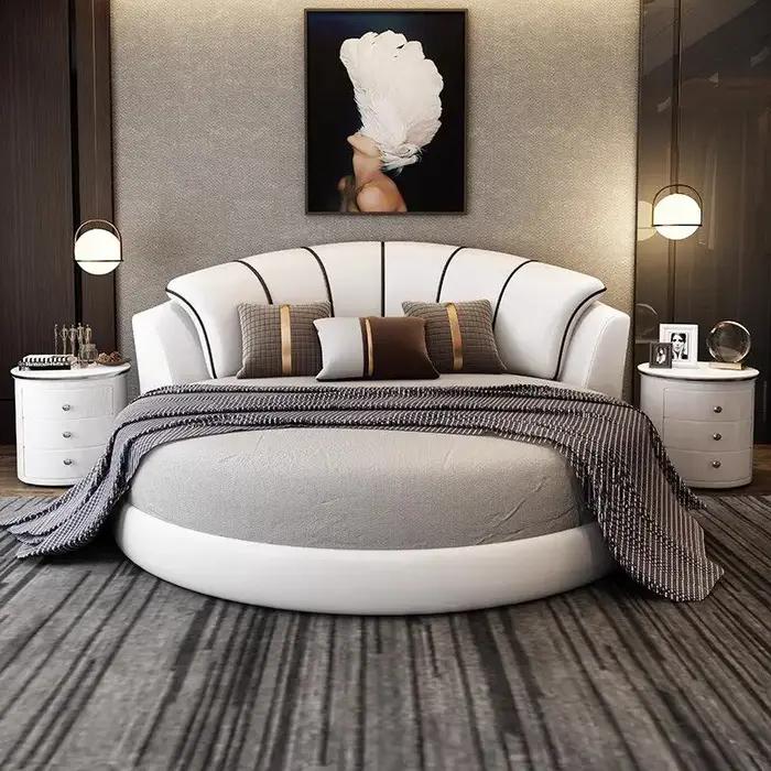 Lit Queen Minimaliste de Luxe avec Cadre et Rangement 200x200cm