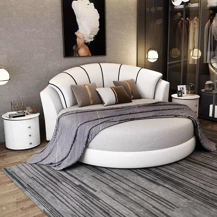 Lit Queen Minimaliste de Luxe avec Cadre et Rangement 200x200cm