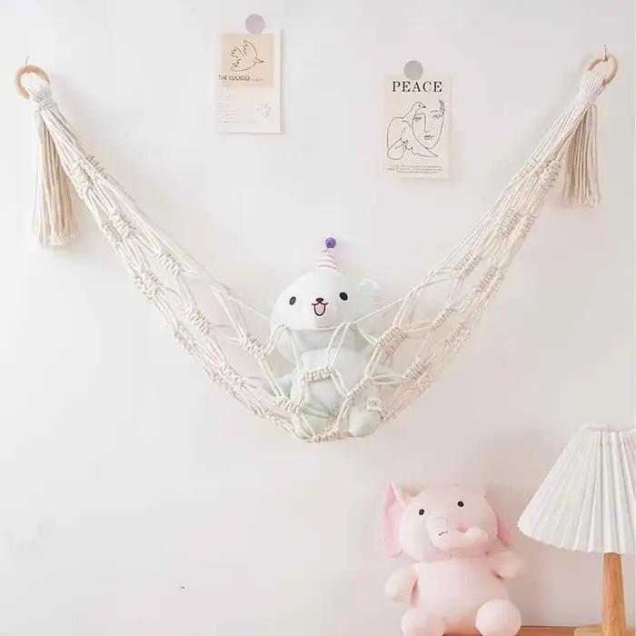 Hamac de rangement Boho en peluche, hamac en peluche, jouets en peluche, coin de chambre, Mesh, déco