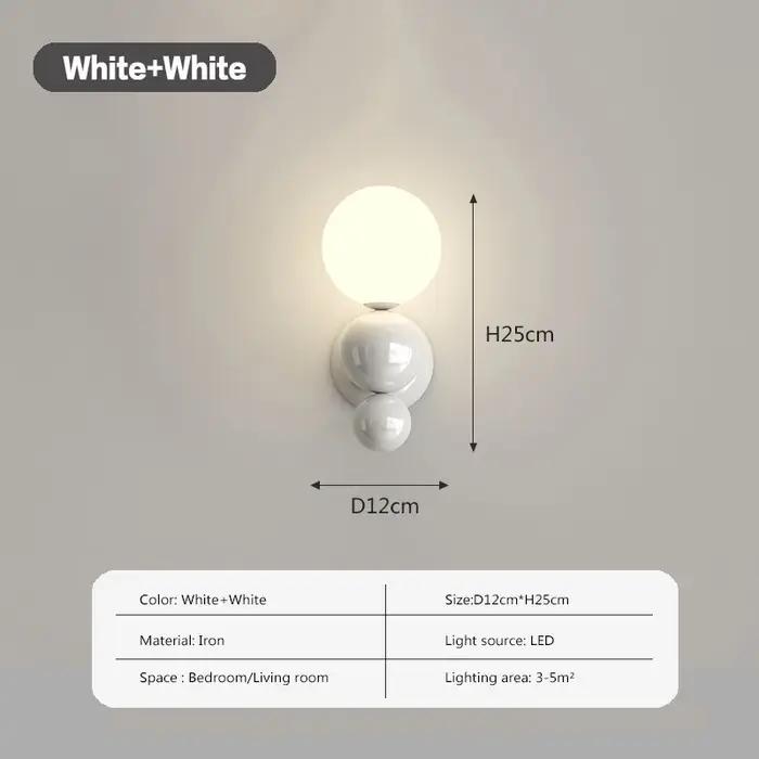 Chambre chevet mur LED lampe en forme de perle blanc couleur contrastée escalier couloir applique murale décoration