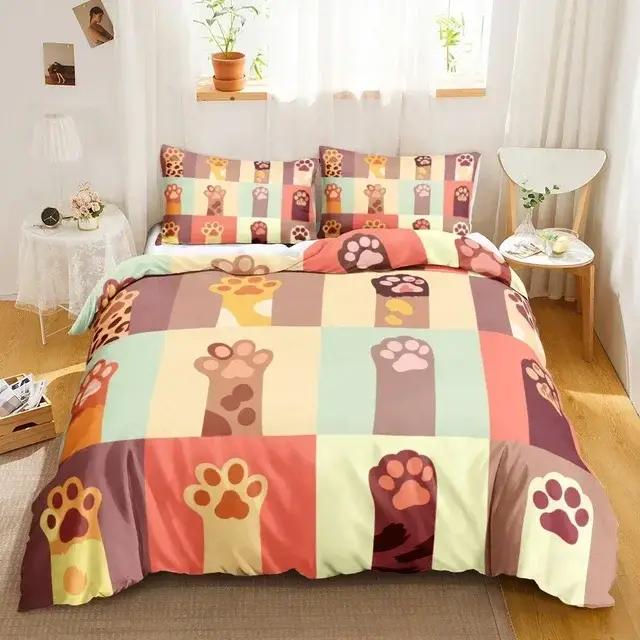 Ensemble de literie imprimé simple face chat mignon