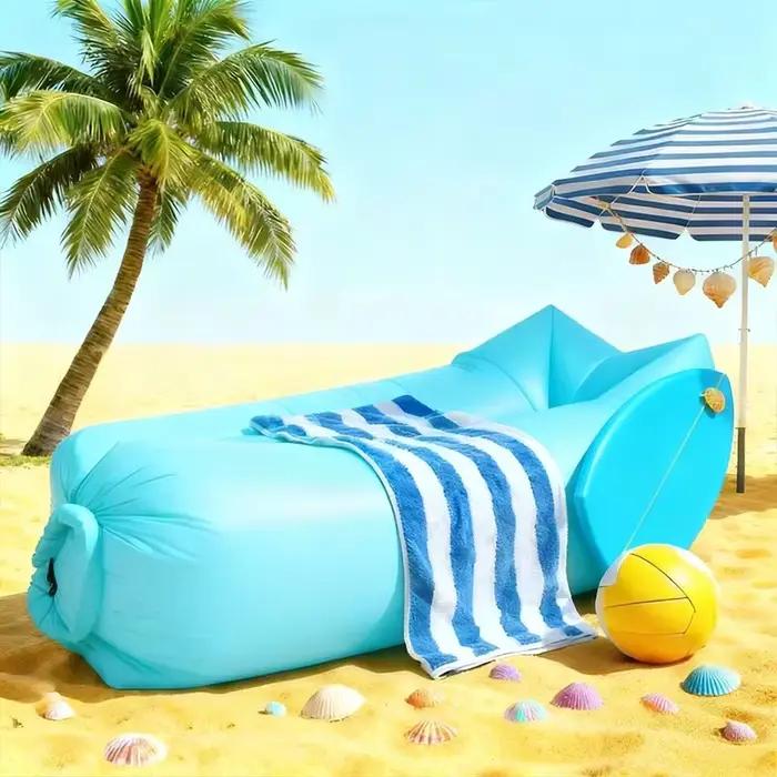 Canapé gonflable portable et pliable pour l'extérieur, lit de repos individuel à gonflage rapide, id