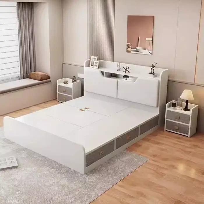 Lit Moderne Multifonctionnel avec Rangement Esthétique 150x200cm