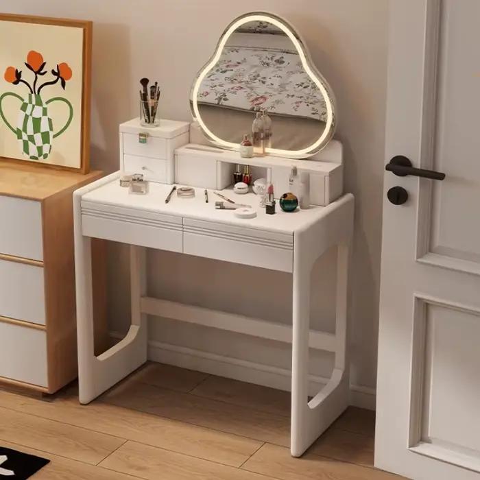 Coiffeuse en bois massif moderne avec tabouret miroir et tiroirs de rangement pour chambre à coucher maquillage et salle de beauté