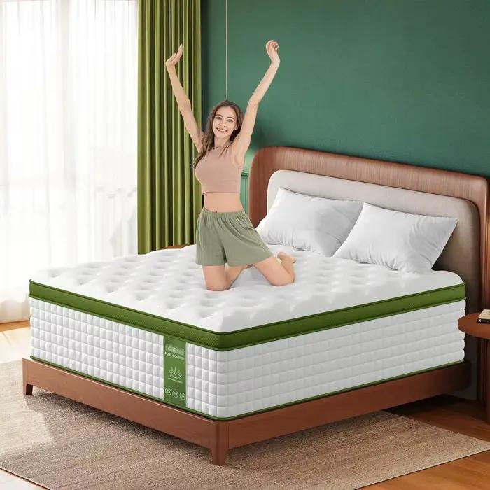 Matelas Queen Ferme 14 Pouces, Matelas Hybride à Gel Rafraîchissant – Soutien Ciblé Lombaire et des