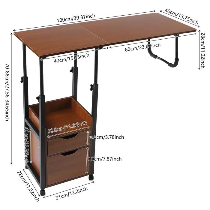 Bureau d'ordinateur Portable pliable avec roulettes