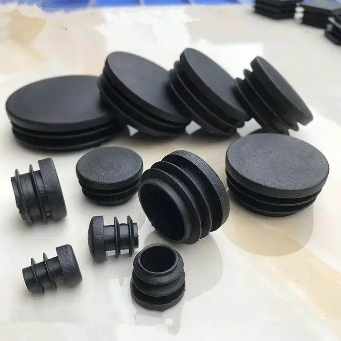 Bouchon d'extrémité rond en plastique noir, Inserts de Tube, bouchon d'insertion pour pied de chaise