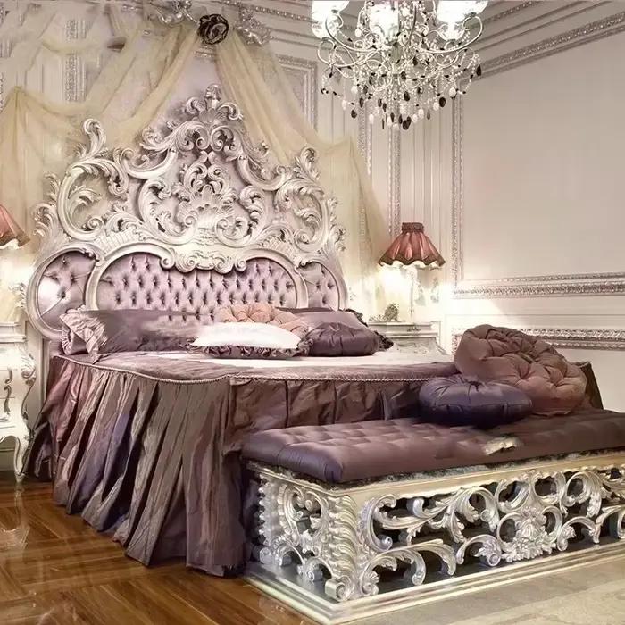 Maître lit moderne grande princesse Vintage sculpté fille reine lit Double luxe Confortable européen Cama De Casal meubles De maison