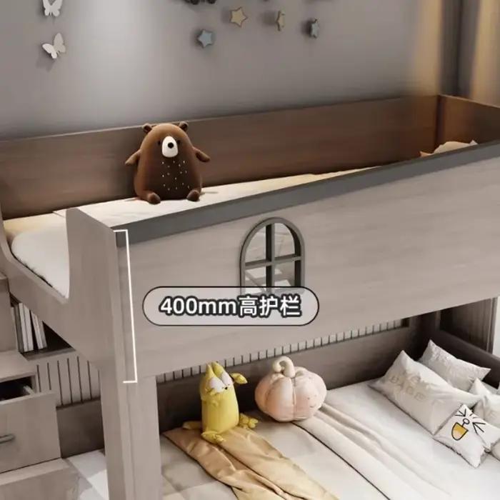 Lit superposé enfants avec tiroir de rangement loft lit double escaliers d'escalade cadres complets