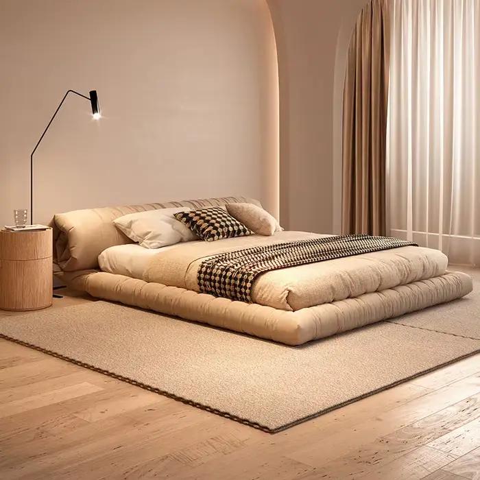 Lit Double Minimaliste de Luxe avec Tête de Lit 180x200cm pour Chambre à Coucher et Salon - Meuble
