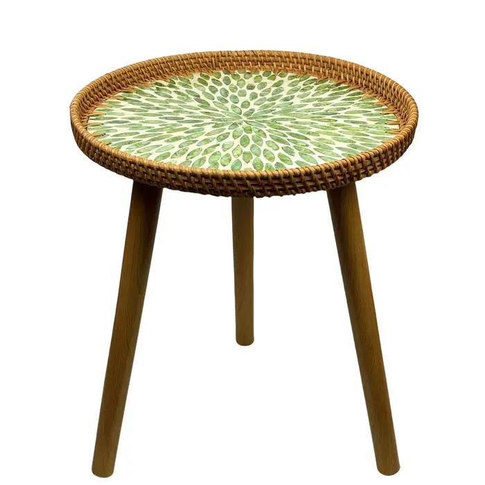 Table de bout ronde en rotin