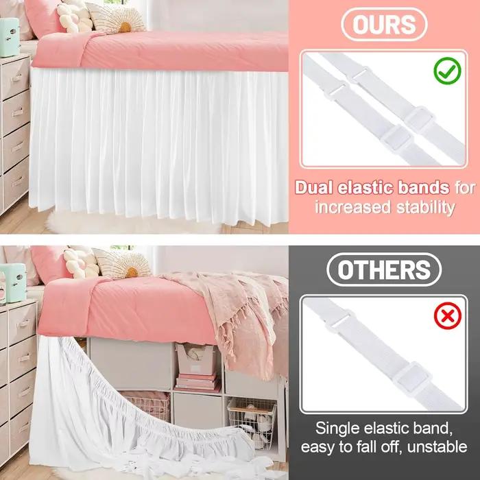 Enrouler jolies volants Extra longs hôtesse d'université dortoir lit jupe cantonnière avec trois côtés tissu pour lit double/simple