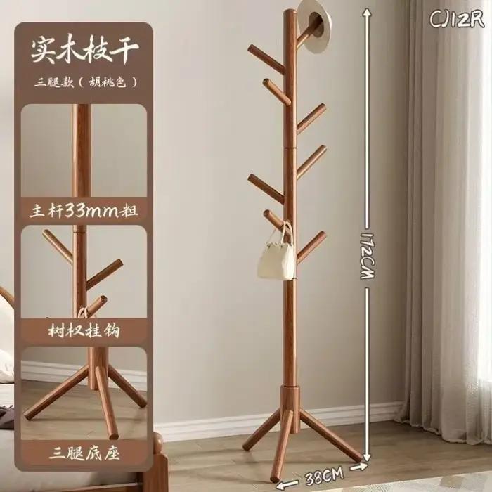 Porte-vêtements sur pied en bois