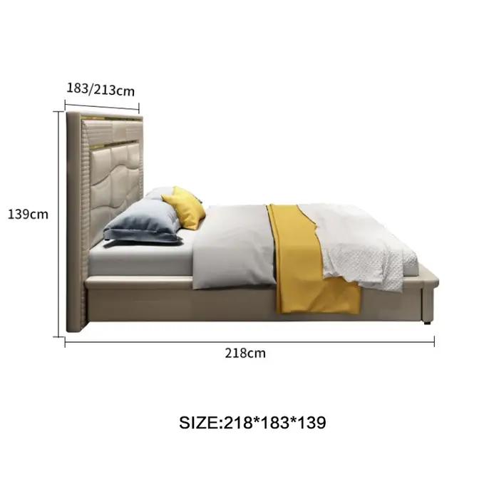 Lit double en cuir de style moderne minimaliste