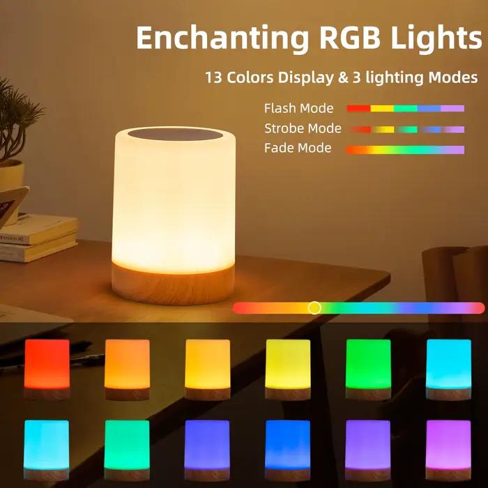 Lampe de chevet tactile RVB rechargeable – 16 couleurs veilleuse LED à intensité variable pour chambre d'enfants
