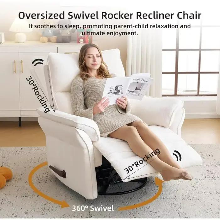 Fauteuil inclinable surdimensionné, 26" extra large 360 ° Fauteuil inclinable à bascule pivotant a