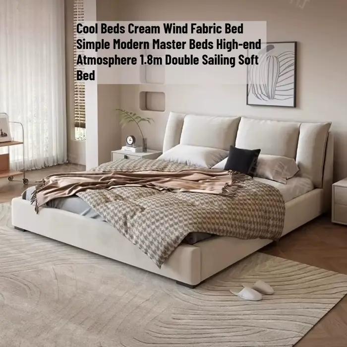 Lit plateforme double king size italien 180x200cm en tissu, simple, pour chambre à coucher, ensemble complet de meubles